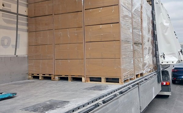 loading photo 1 — boxed pallets rear view